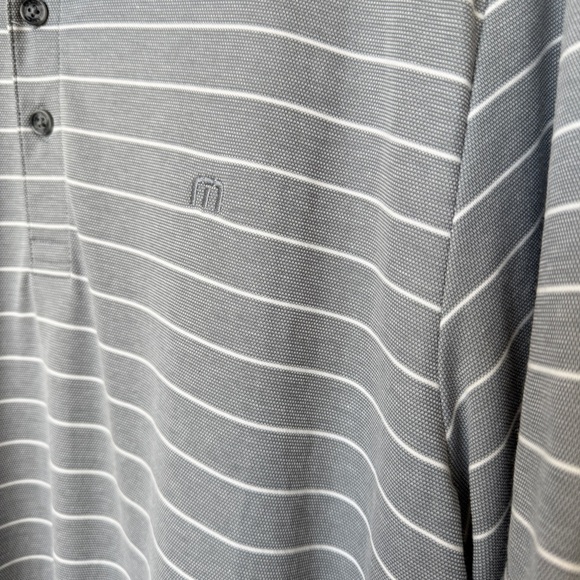 Travis Mathew Men's XL Gray Striped Polo Shirt Short Sleeve Casual Golf Summer - Picture 4 of 12